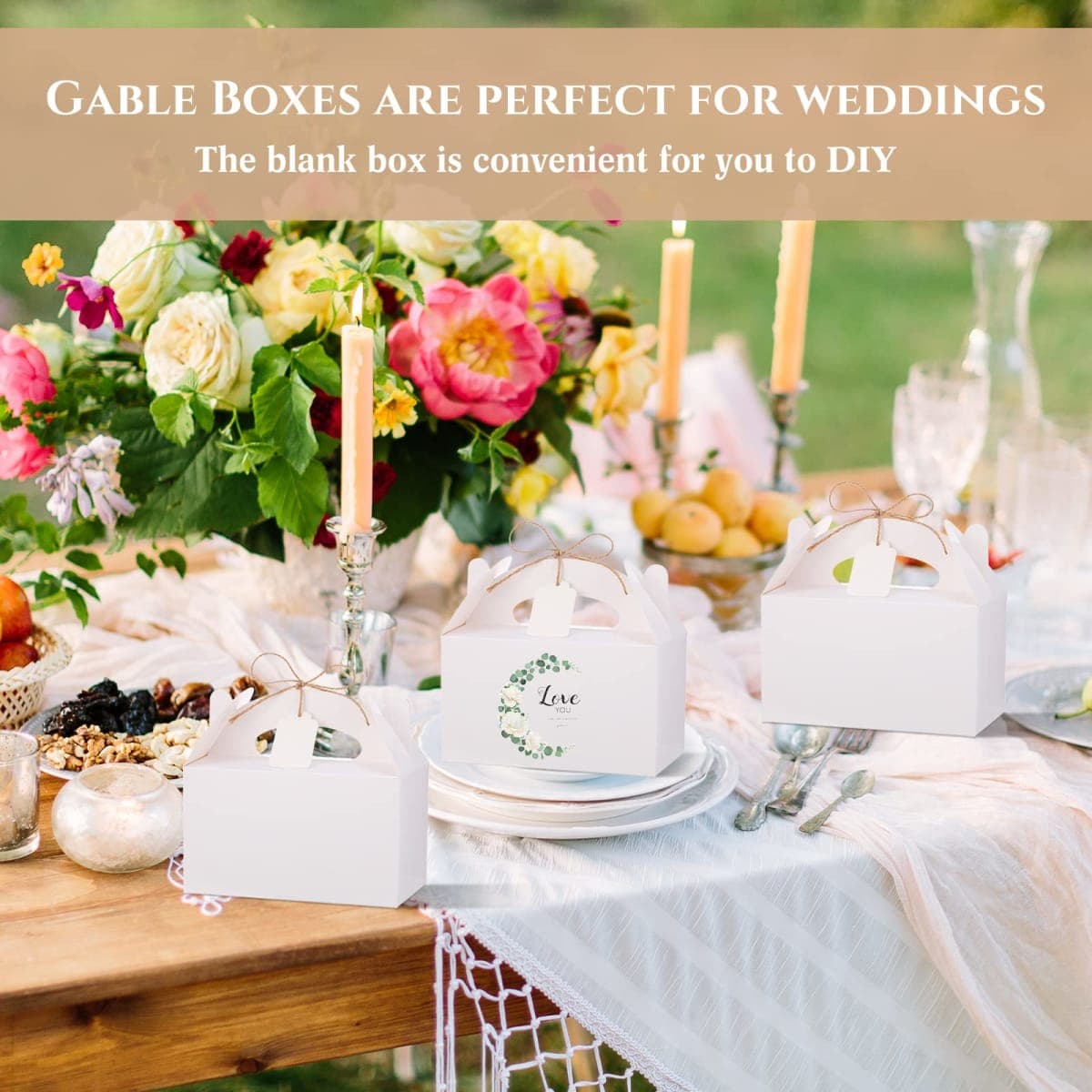 Eaasty 100 Pcs White Treat Boxes Gift Boxes with Lids for Presents Party Favor Boxes Kraft Paper Cookie Boxes for Dessert with Strings Tags for Wedding Birthday Baby Shower 6.2 x 3.5 x 3.5 Inches thumbnail 5