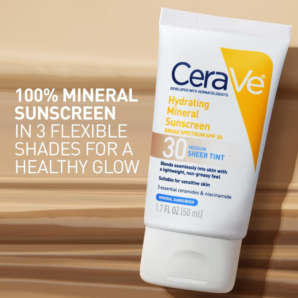 CeraVe Tinted Sunscreen for Face, Mineral SPF 30 Moisturizer, Light, 1.7oz thumbnail 2