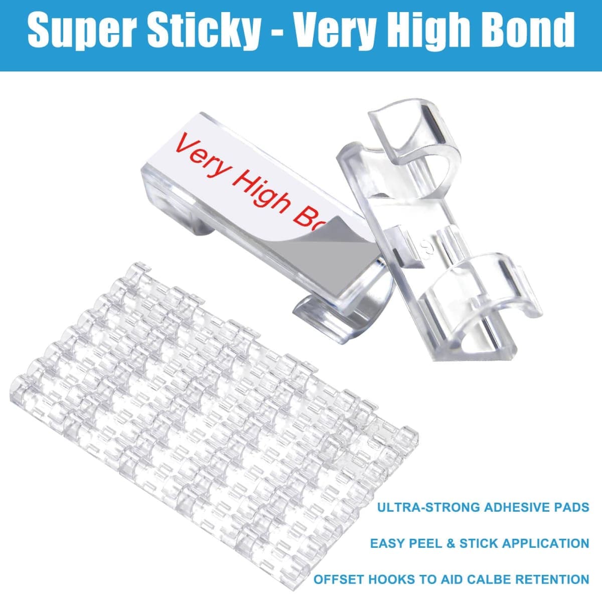 40PCS Adhesive Cable Clips Clear - Upgraded Wire Holders for Wall, Strong Cord Organizer Under Desk, Car, PC, Christmas Light Indoor/Outdoor thumbnail 2