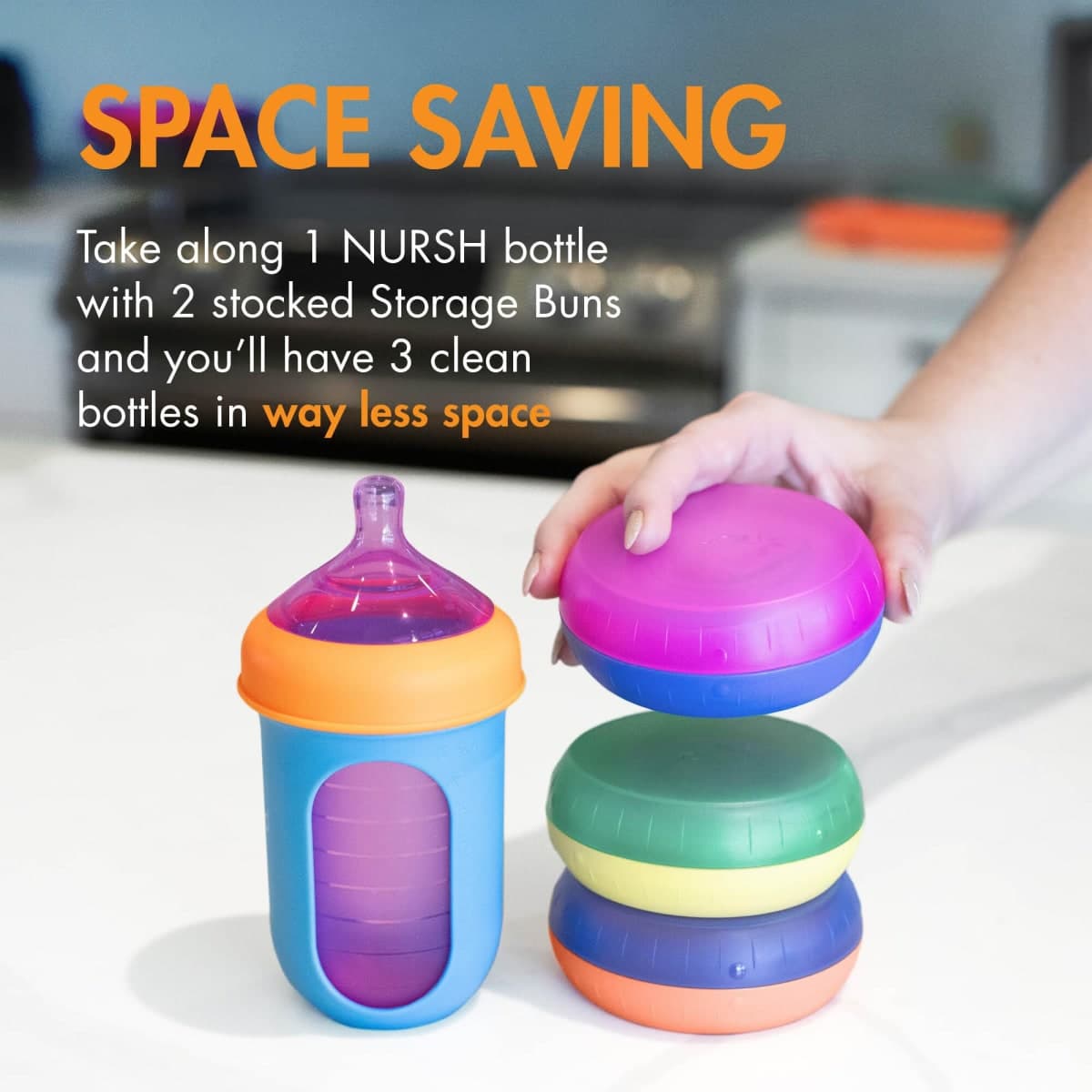 Boon Nursh Storage Buns for Baby Feeding Essentials - Baby Bottle Organizer and Storage - Holds Boon Nursh Bottle Pouches, Nipples, and Pacifiers - Baby Bottle-Feeding Supplies - Color Block - 3 Count thumbnail 5