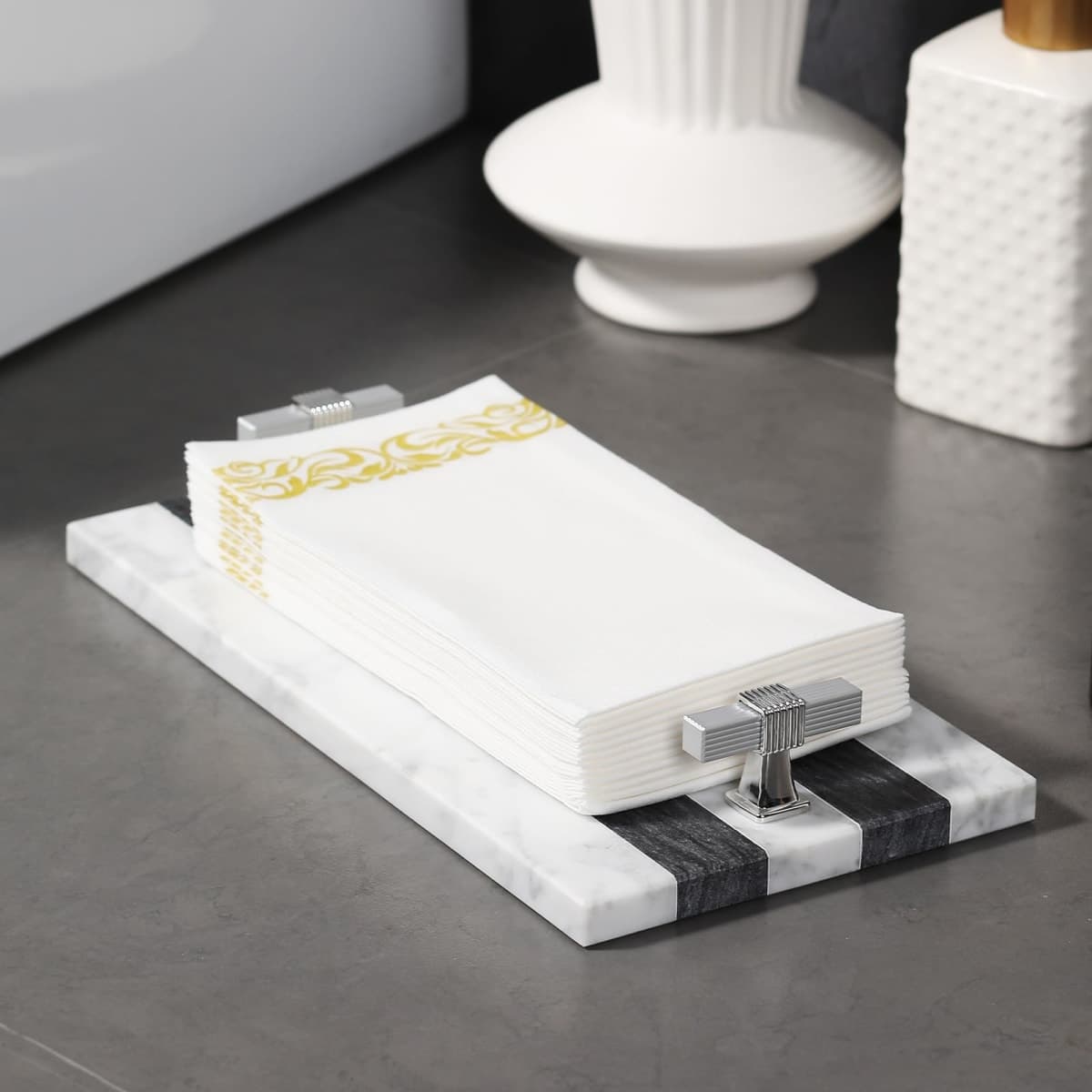 Marble Guest Towel Holder Tray thumbnail 4