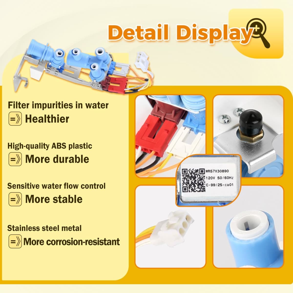 WR57X30890 Refrigerator Water Inlet Valve for GE Haier Hotpoint, Replacement Part WR57X26569 WR57X30891 4960186 AP6891693 PS12727426 EAP12727426 thumbnail 3