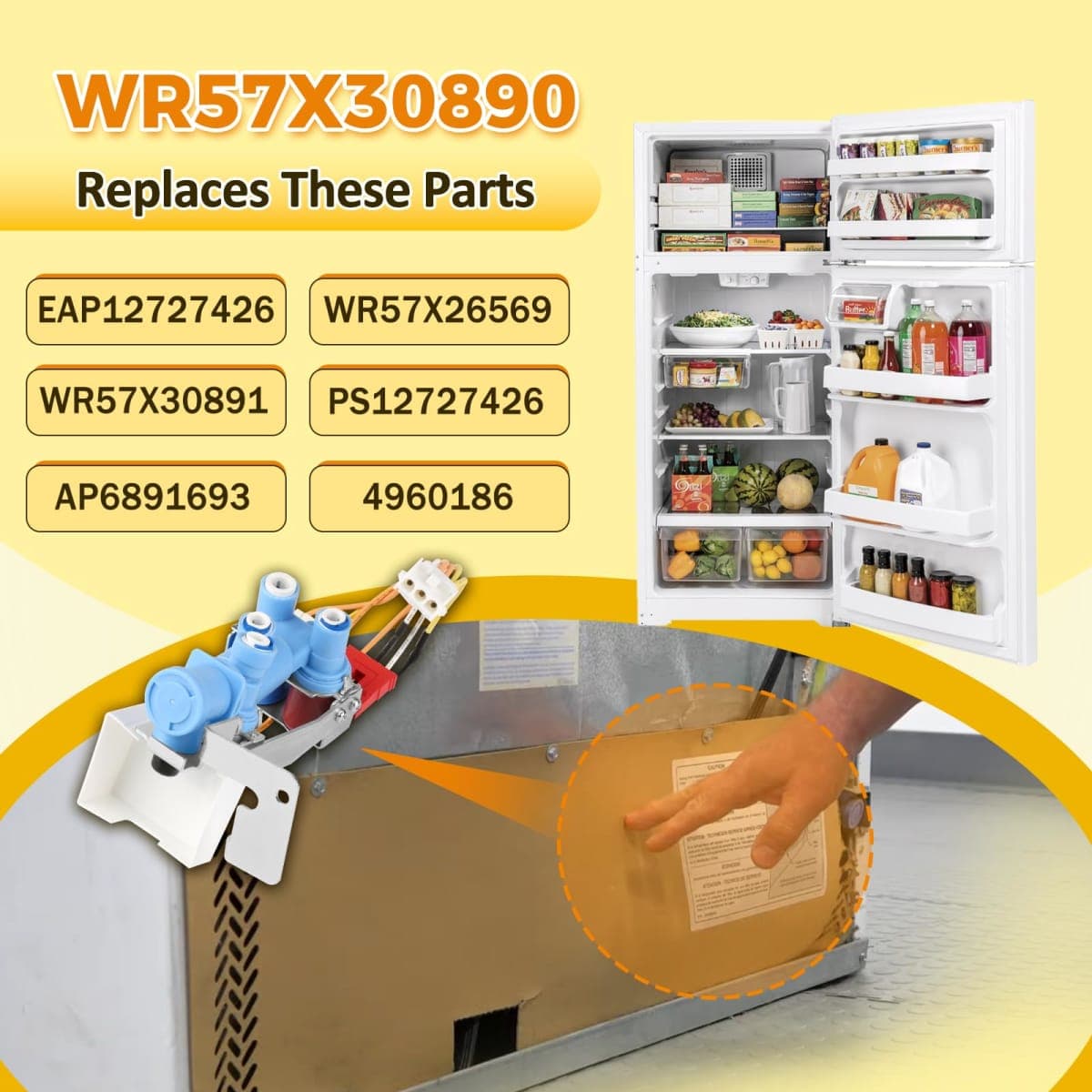WR57X30890 Refrigerator Water Inlet Valve for GE Haier Hotpoint, Replacement Part WR57X26569 WR57X30891 4960186 AP6891693 PS12727426 EAP12727426 thumbnail 4