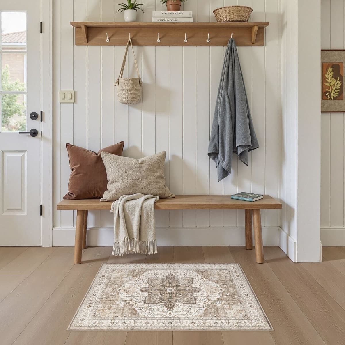 Tortania Area Rug Living Room Rugs - 2x3 Washable Boho Rug Vintage Oriental Distressed Farmhouse Large Thin Indoor Carpet for Living Room Bedroom Under Dining Table Home Office - Brown thumbnail 3