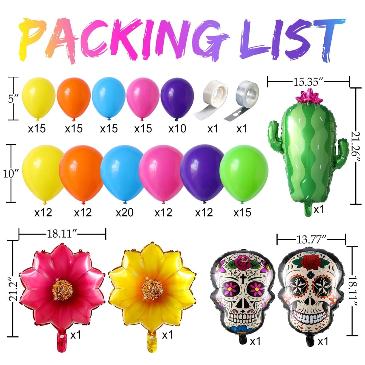 Dia de Muertos Balloon Arch Kit,160PCS Mixed Colorful Day of the Dead Balloon Garland with Cactus Flowers Sugar Skull Foil Balloons for Halloween 5 de Mayo Mexican Fiesta Party Altar Decorations thumbnail 2
