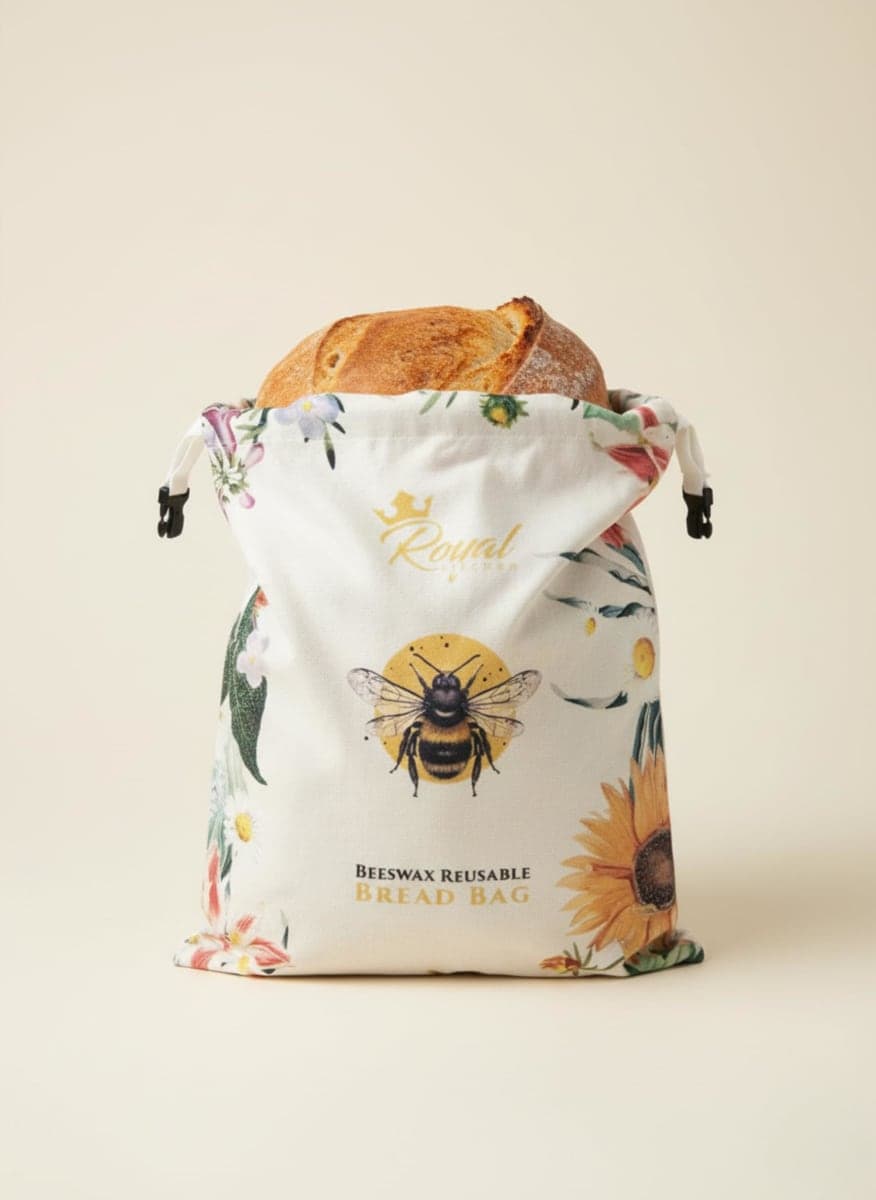 Reusable Beeswax Breads Bag | 2 Pack Organic Sourdough bread bags for homemade bread | Fridge and Freezer friendly Beeswax Lined cotton bag to keep your bread fresh and preserved | 2 XL bread Bags thumbnail 2