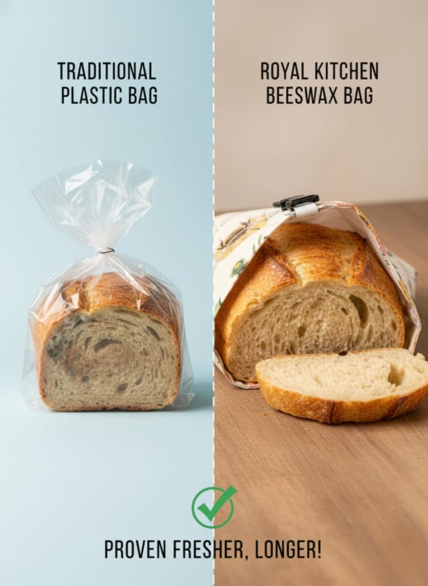 Reusable Beeswax Breads Bag | 2 Pack Organic Sourdough bread bags for homemade bread | Fridge and Freezer friendly Beeswax Lined cotton bag to keep your bread fresh and preserved | 2 XL bread Bags thumbnail 5
