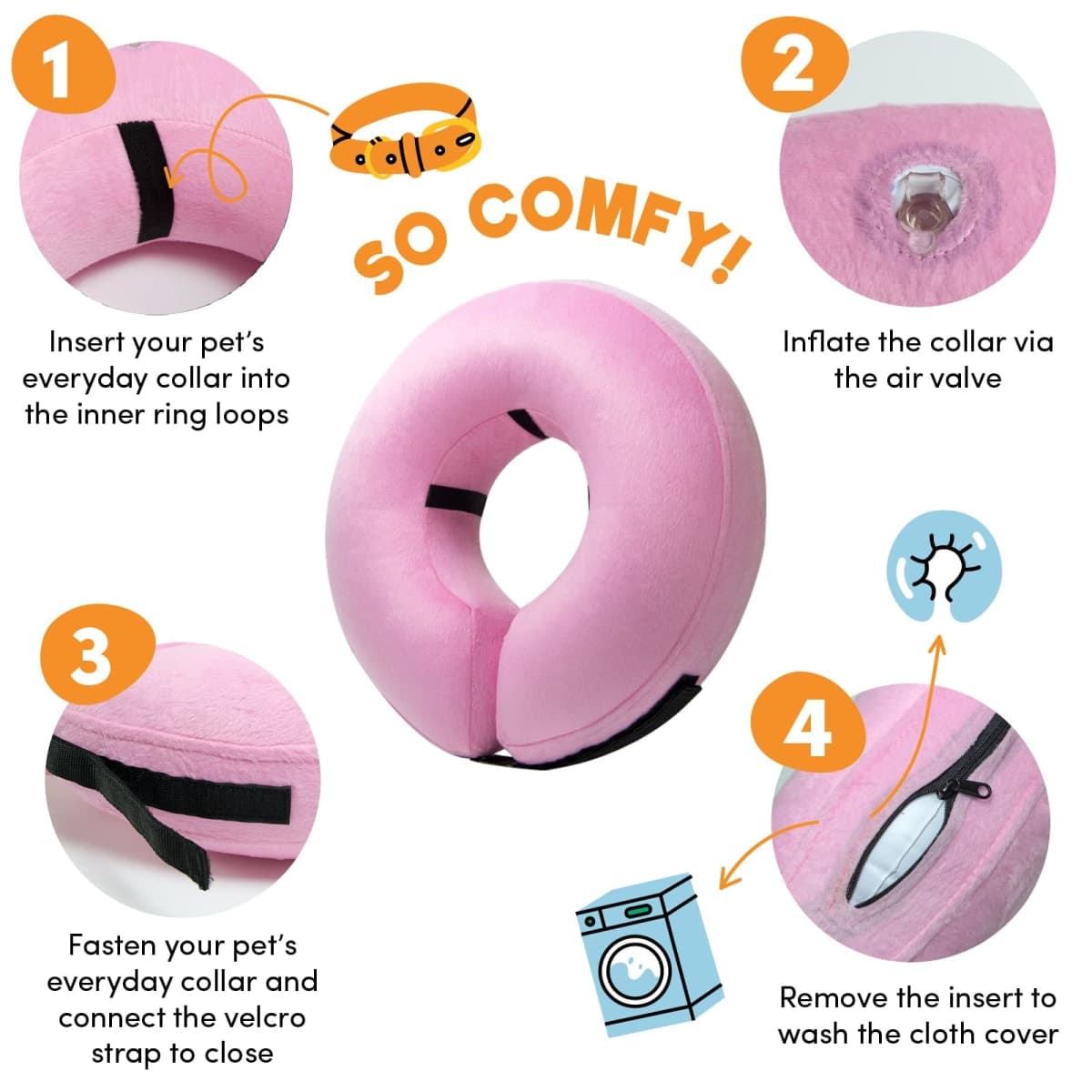 BENCMATE Protective Inflatable Collar for Dogs and Cats - Soft Pet Recovery Collar Does Not Block Vision E-Collar (Small, Blue) thumbnail 3