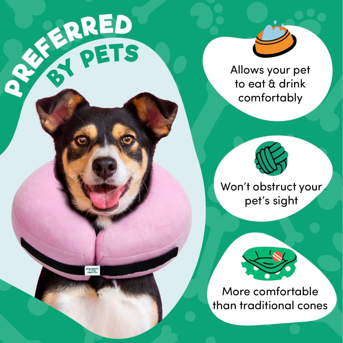 BENCMATE Protective Inflatable Collar for Dogs and Cats - Soft Pet Recovery Collar Does Not Block Vision E-Collar (Small, Blue) thumbnail 4