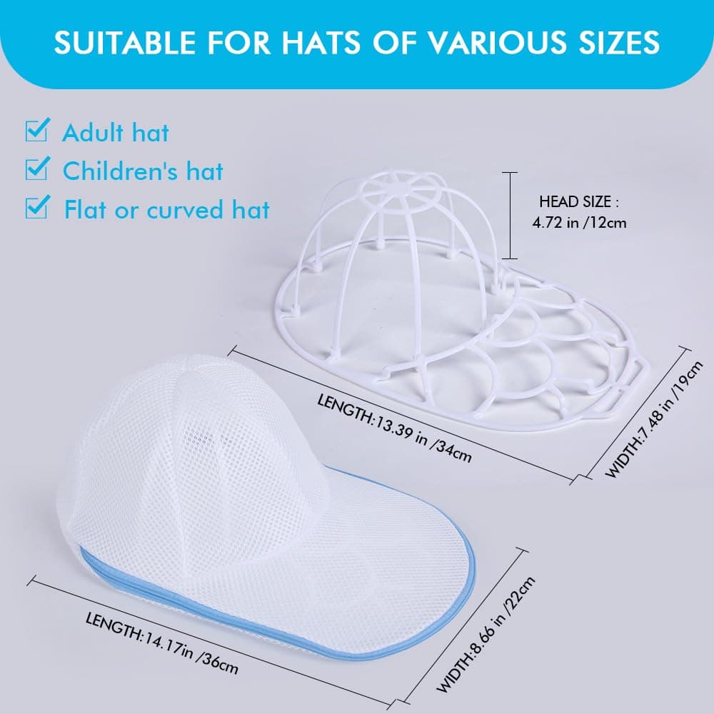 JIANGXINI 2Pcs Hat Washer Cage Hats Cleaner,Hat Washer for Washing Machine,Suitable for washing machines or dishwashers, various sizes of flat and curved baseball cap cleaning machines thumbnail 2