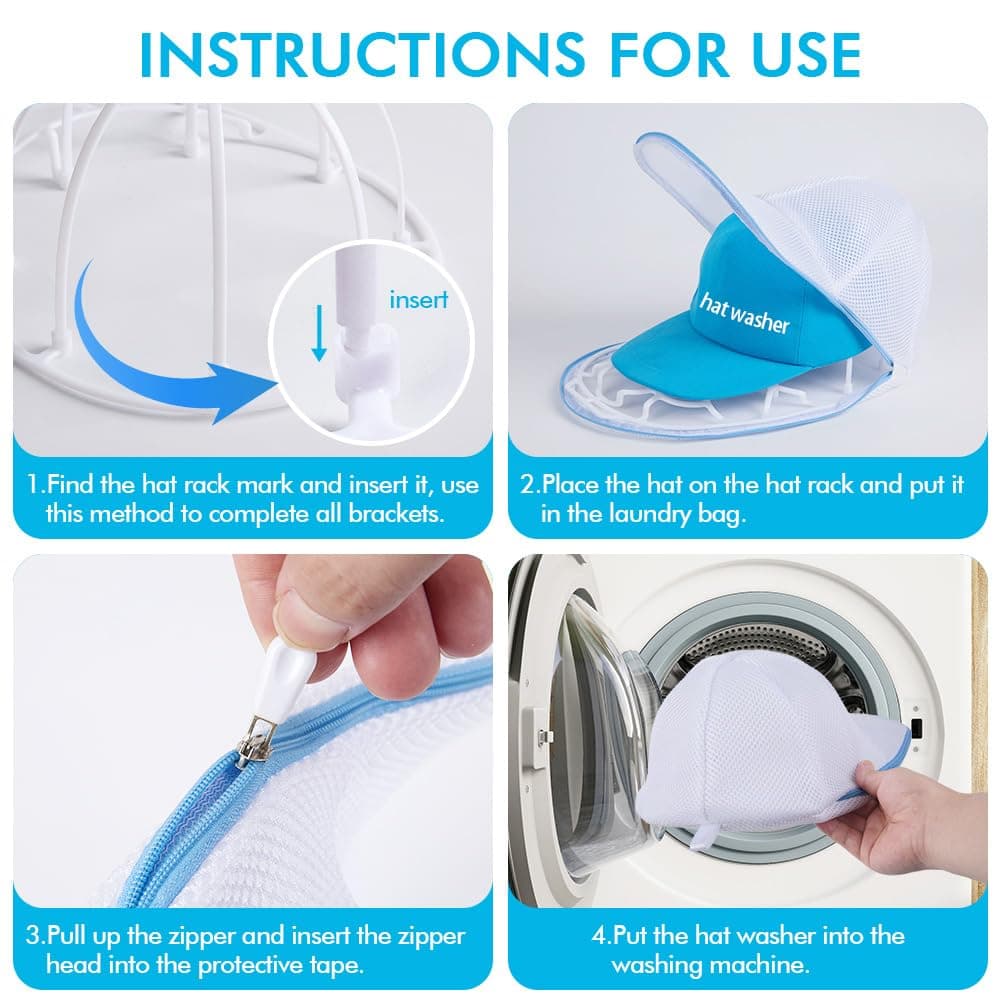 JIANGXINI 2Pcs Hat Washer Cage Hats Cleaner,Hat Washer for Washing Machine,Suitable for washing machines or dishwashers, various sizes of flat and curved baseball cap cleaning machines thumbnail 3