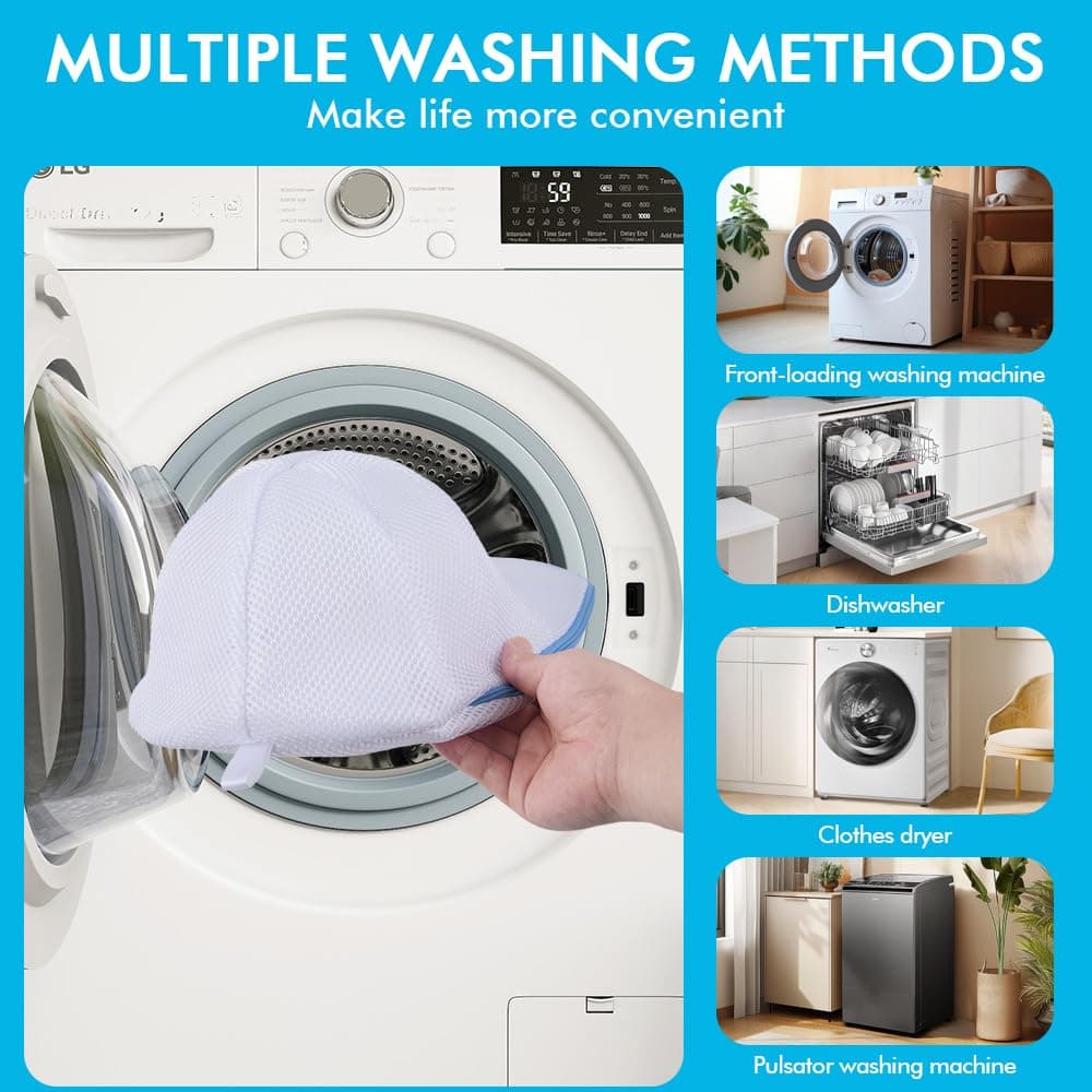 JIANGXINI 2Pcs Hat Washer Cage Hats Cleaner,Hat Washer for Washing Machine,Suitable for washing machines or dishwashers, various sizes of flat and curved baseball cap cleaning machines thumbnail 5