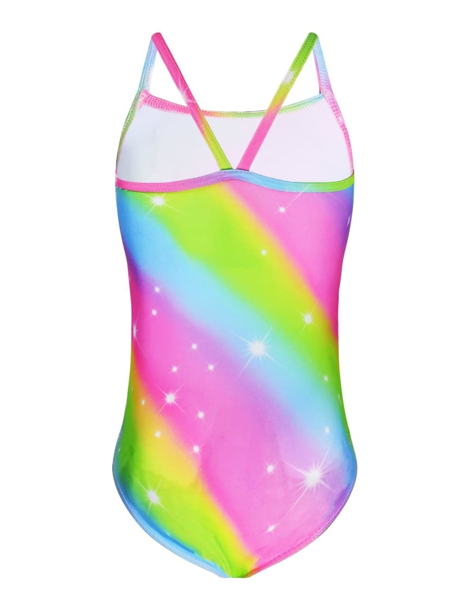 Girls Swimsuit One Piece Sleeveless Bathing Suits Summer Beach Swimwear for 2-12 Years Old, Rainbow, 9-10 Years thumbnail 2