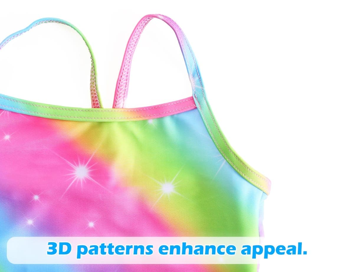 Girls Swimsuit One Piece Sleeveless Bathing Suits Summer Beach Swimwear for 2-12 Years Old, Rainbow, 9-10 Years thumbnail 3