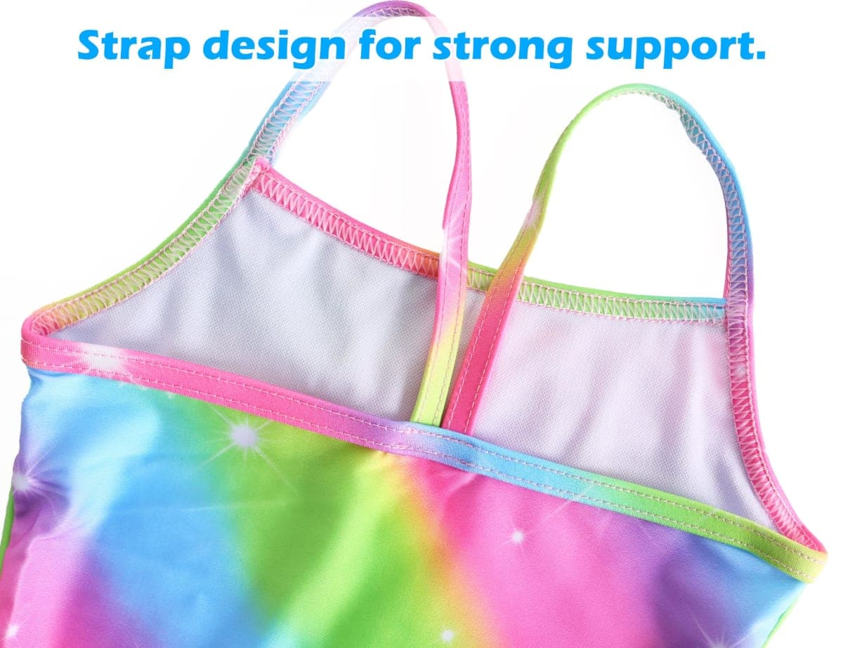 Girls Swimsuit One Piece Sleeveless Bathing Suits Summer Beach Swimwear for 2-12 Years Old, Rainbow, 9-10 Years thumbnail 4