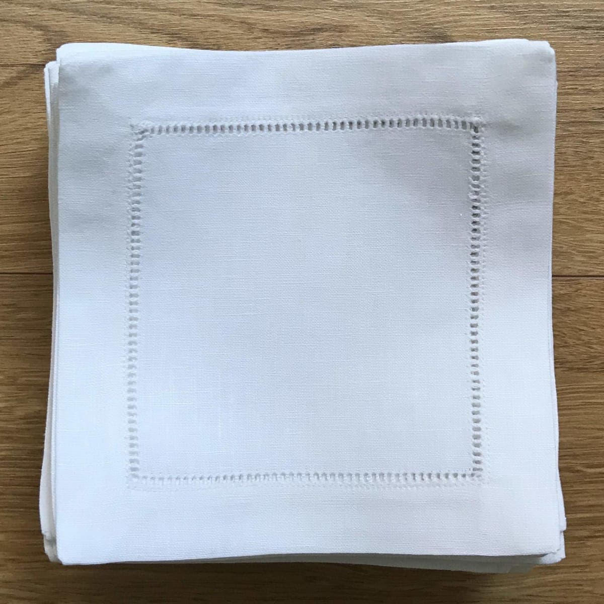 White Linen Cocktail Napkin-Set of 50 6"x6"-Linen Cloth Napkin Coasters-Ladder Hem Stitch-Super Value Bulk 50 Pack thumbnail 5