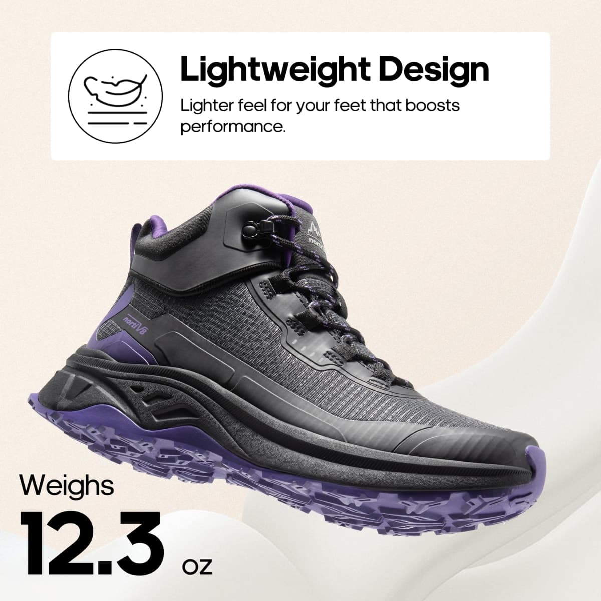 NORTIV 8 Women's Waterproof Lightweight Hiking Boots Outdoor Mid Rubber Backpacking Trekking Trails PATHFINDER,Size 6.5,Black Purple,SNHB241W thumbnail 3