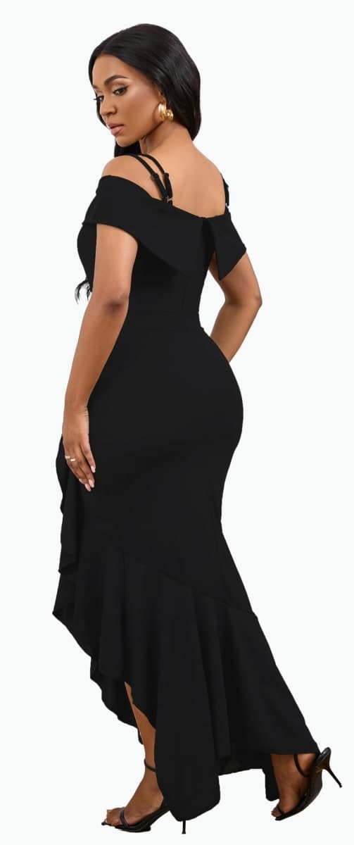 FairyLove Women's One Shoulder Sleeveless Formal Ruched Bodycon Fashion Dress Belted Cocktail Dresses, 64black, Small thumbnail 5