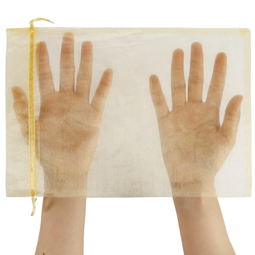 HRX Package 100pcs Large Organza Bags, 8x12 inch Gold Mesh Gift Drawstring Pouches Goodie Bags for Christmas Shower Party Favors Samples thumbnail 2
