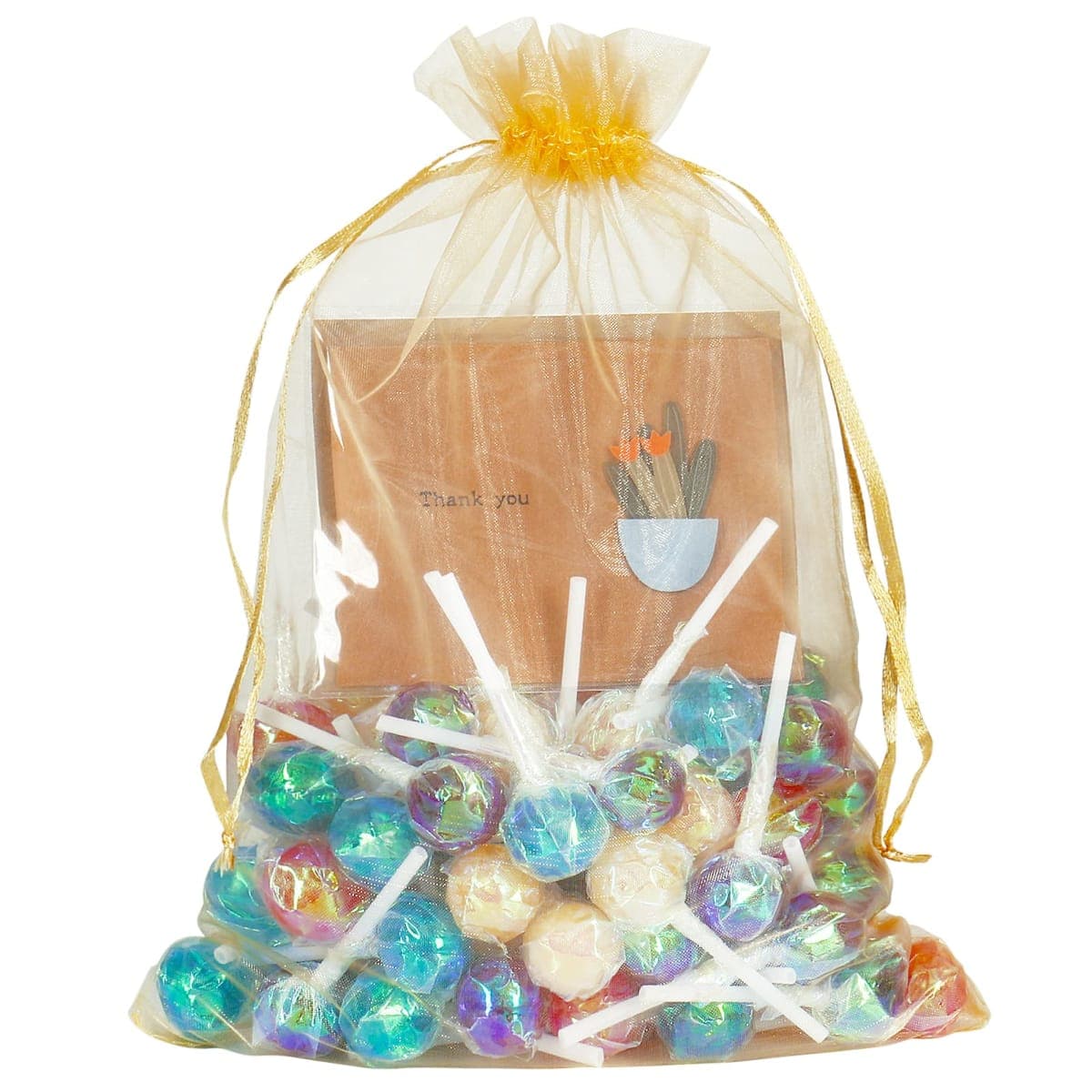 HRX Package 100pcs Large Organza Bags, 8x12 inch Gold Mesh Gift Drawstring Pouches Goodie Bags for Christmas Shower Party Favors Samples thumbnail 4