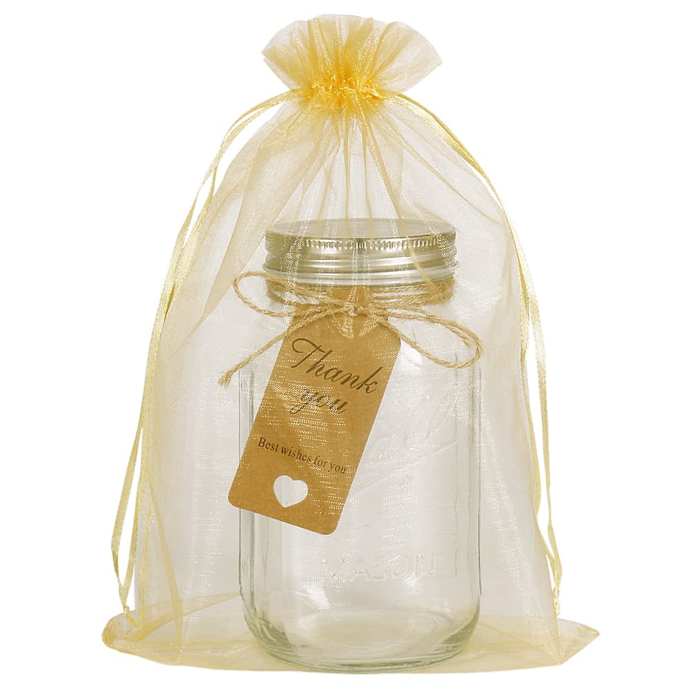 HRX Package 100pcs Large Organza Bags, 8x12 inch Gold Mesh Gift Drawstring Pouches Goodie Bags for Christmas Shower Party Favors Samples thumbnail 5