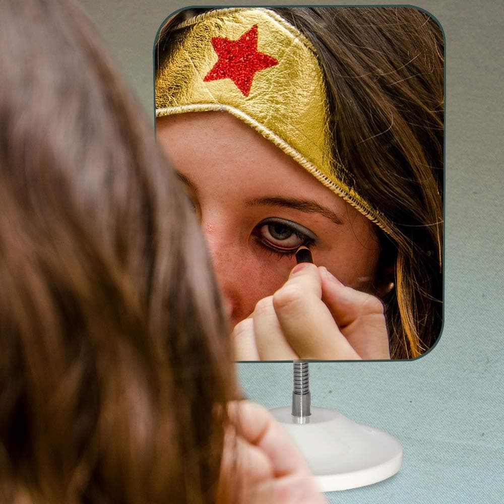 YEAKE Adjustable Flexible Gooseneck Makeup Mirror,360°Rotation Folding Portable Desk Vanity Mirror with Stand Shower Shaving Cosmetic Table Mirror Square thumbnail 5