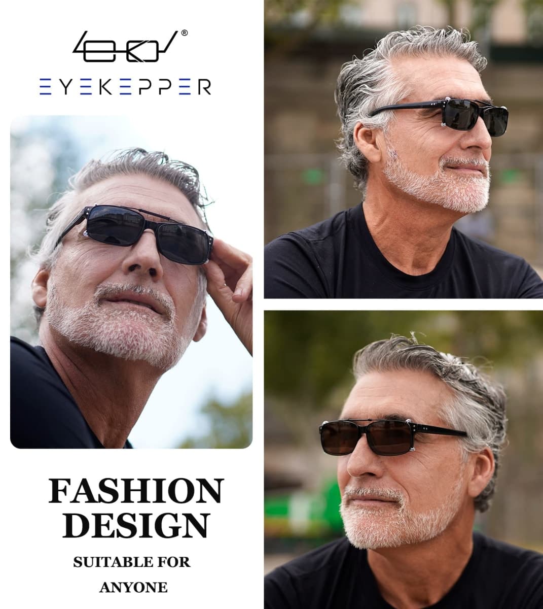 Eyekepper Wide Lens 3-pack Clip-on Polarized Sunglasses 57 * 39MM, 3pc-grey+brown+green, 57*39MM thumbnail 2