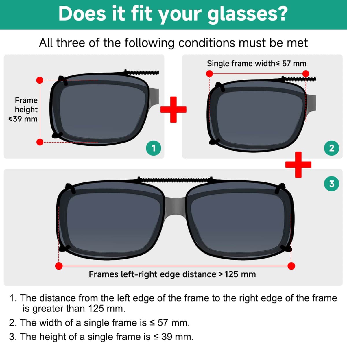 Eyekepper Wide Lens 3-pack Clip-on Polarized Sunglasses 57 * 39MM, 3pc-grey+brown+green, 57*39MM thumbnail 3