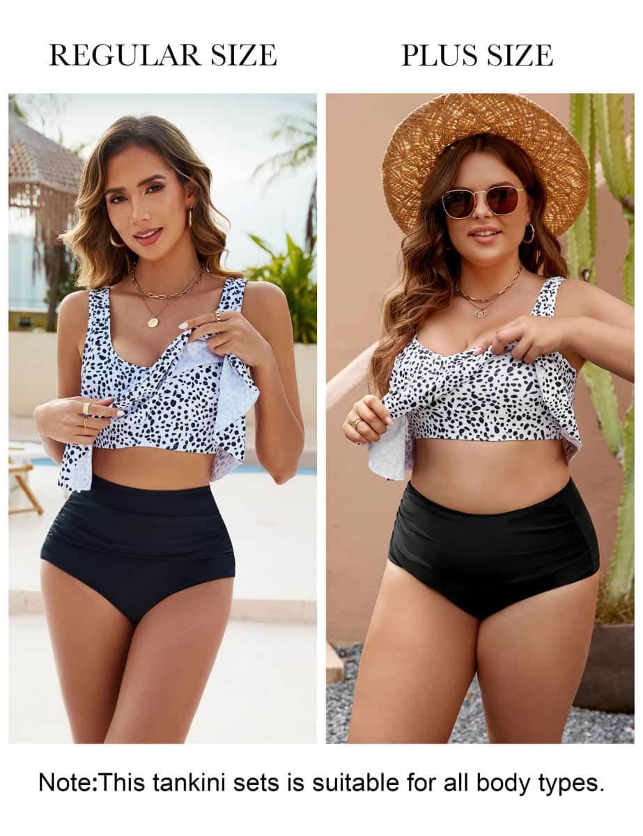 Edelqual Womens Plus Size Tankini Swimsuit Two Piece Tummy Control Bathing Suits Swim Dresses Swimwear Modest Outfits (3XL) thumbnail 5