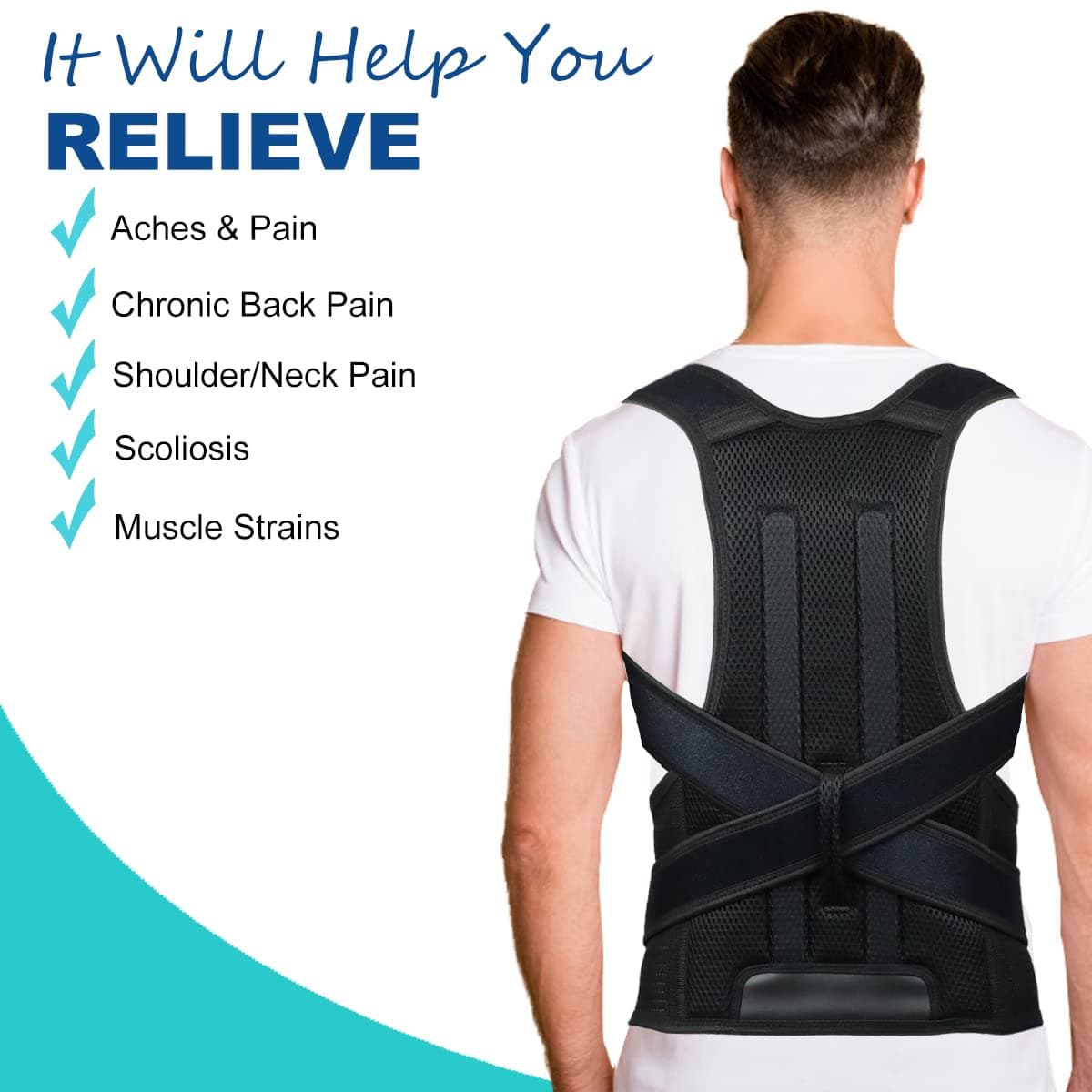 KLEUET Posture Corrector for Men and Women,Adjustable Back Brace for Upper and Lower Back Pain Relief - Improve and Neck,Shoulder,Back Relieve XXL(42"-48") thumbnail 2
