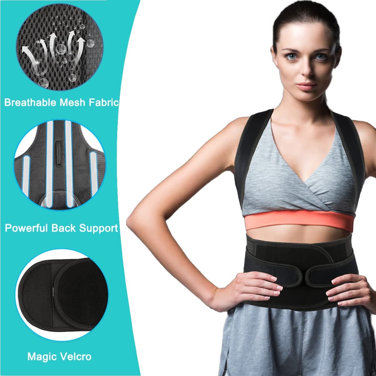 KLEUET Posture Corrector for Men and Women,Adjustable Back Brace for Upper and Lower Back Pain Relief - Improve and Neck,Shoulder,Back Relieve XXL(42"-48") thumbnail 3