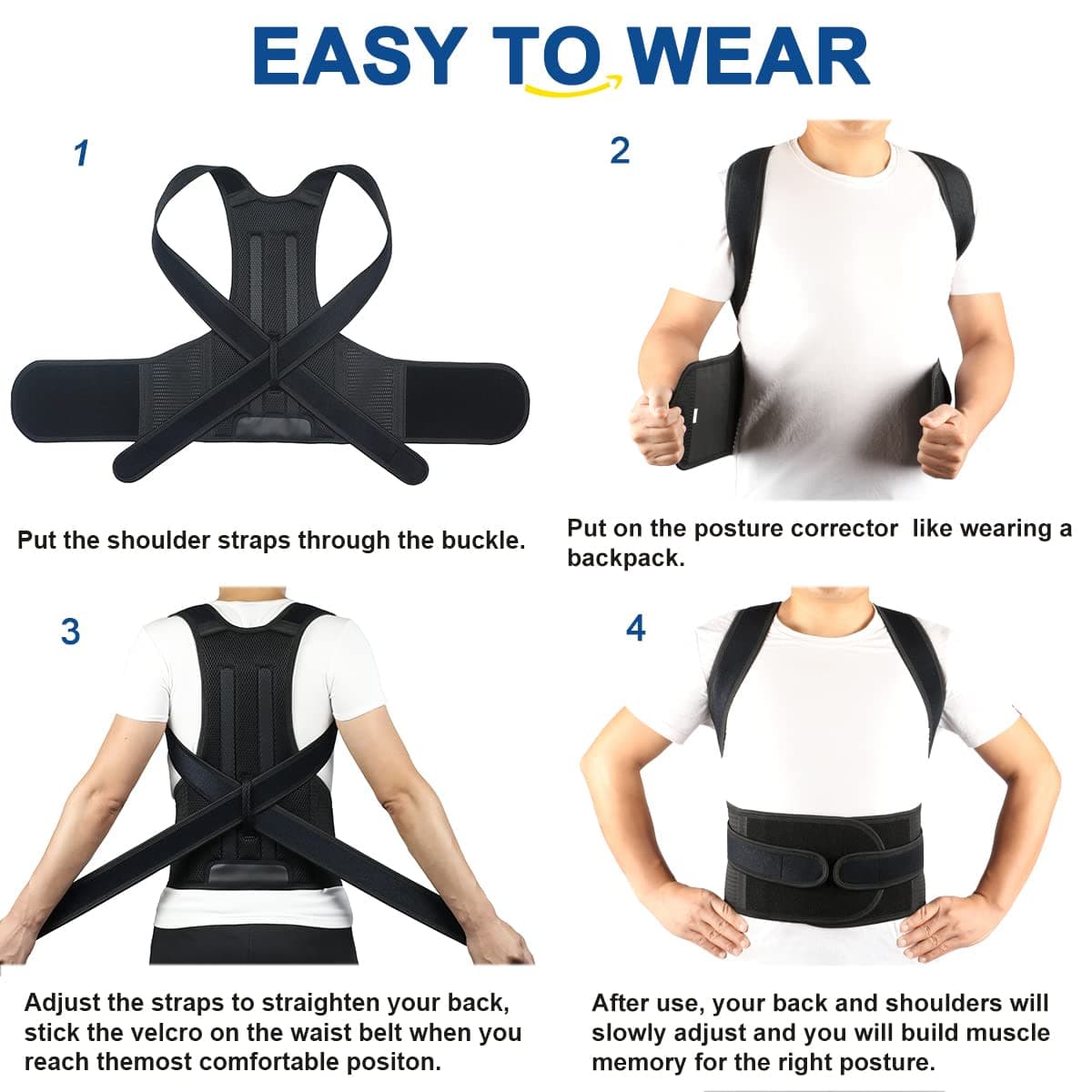 KLEUET Posture Corrector for Men and Women,Adjustable Back Brace for Upper and Lower Back Pain Relief - Improve and Neck,Shoulder,Back Relieve XXL(42"-48") thumbnail 5