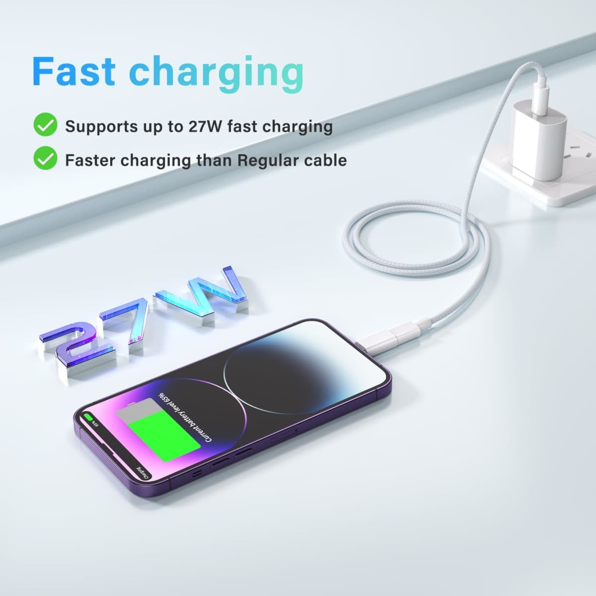 USB C Type C to Lightning Adapter MFi Certified 4 Pack 27W Fast Charging Support Data Sync,Lightning to USB Type C Cable Adapter for iPhone/iPad/for Airpods,with Anti-Lost Loop,Not for Audio/OTG thumbnail 3