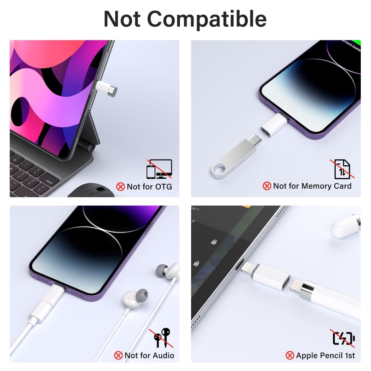 USB C Type C to Lightning Adapter MFi Certified 4 Pack 27W Fast Charging Support Data Sync,Lightning to USB Type C Cable Adapter for iPhone/iPad/for Airpods,with Anti-Lost Loop,Not for Audio/OTG thumbnail 5