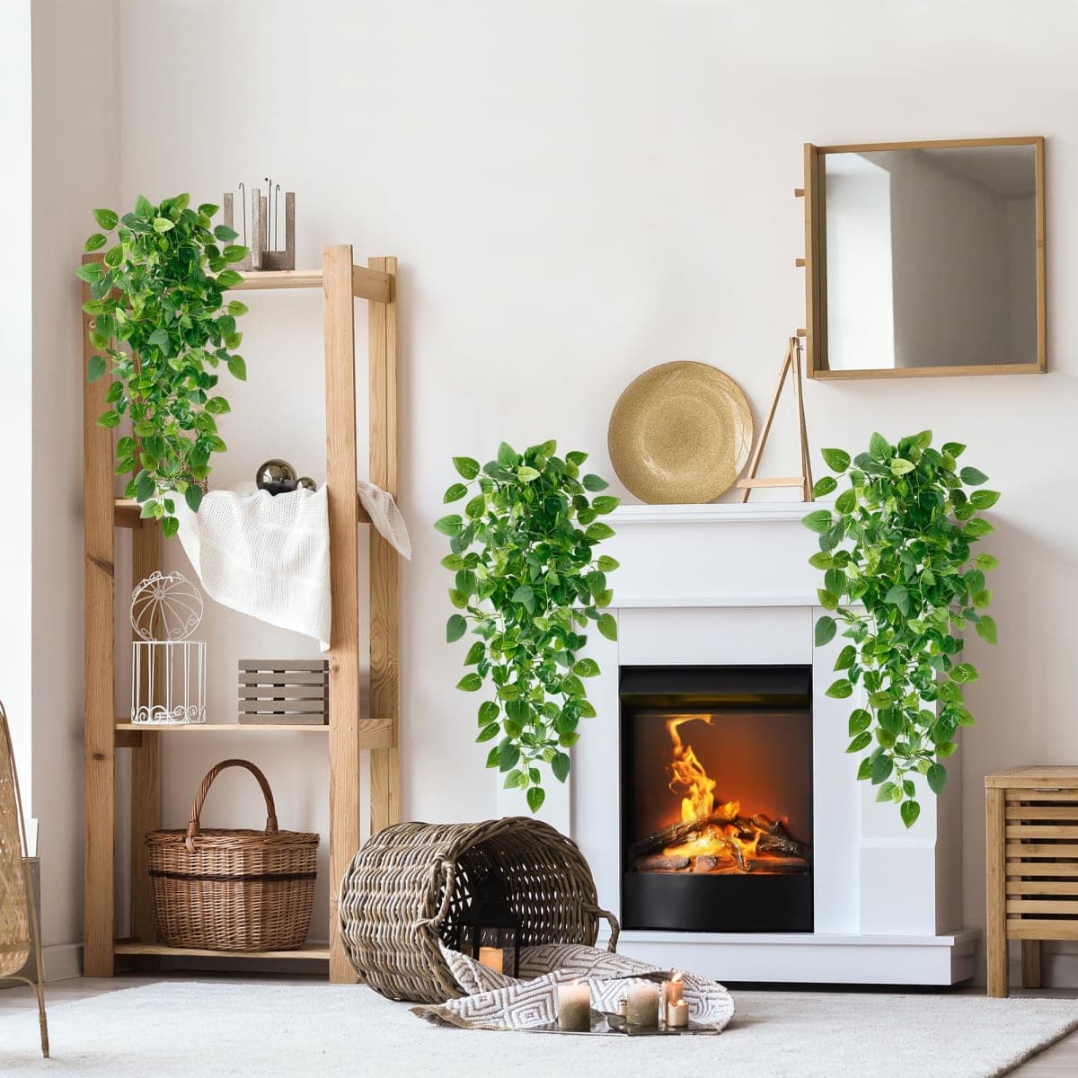 Sggvecsy Fake Hanging Plants 4 Pcs Artificial Hanging Plants Fake Ivy Vine Faux Pothos Vines Artificial Ivy Leaves Greenery Plant for Room Patio Home Indoor Outdoor Shelf Wall Garden Decor(No Baskets) thumbnail 2