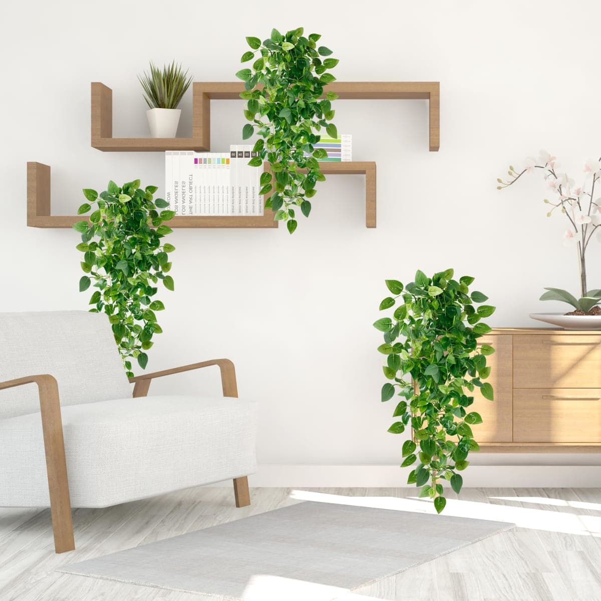 Sggvecsy Fake Hanging Plants 4 Pcs Artificial Hanging Plants Fake Ivy Vine Faux Pothos Vines Artificial Ivy Leaves Greenery Plant for Room Patio Home Indoor Outdoor Shelf Wall Garden Decor(No Baskets) thumbnail 3