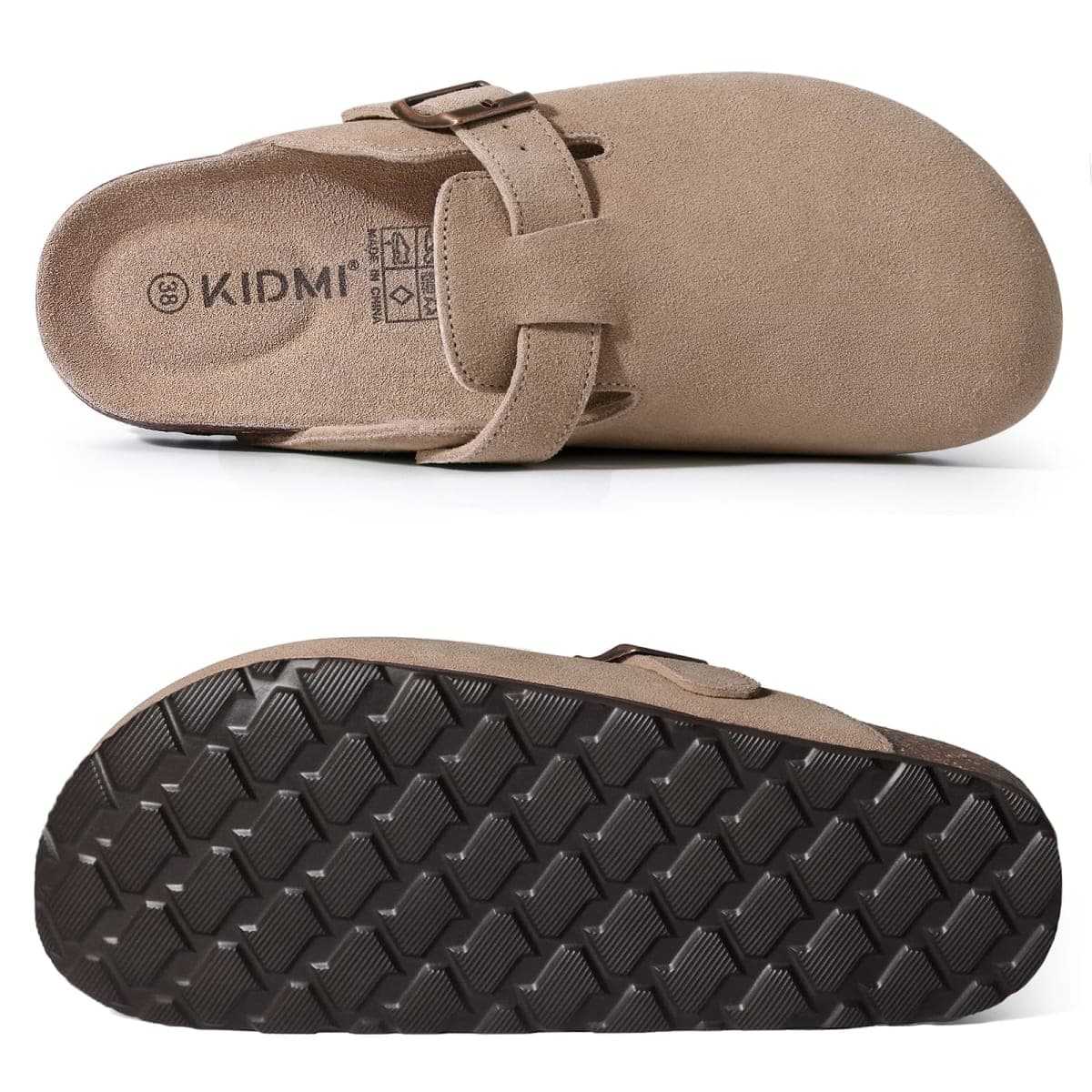 KIDMI Genuine Suede Clogs for Women Men Cork Footbed Mules Potato Shoes thumbnail 4