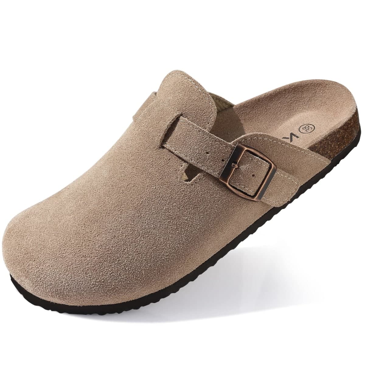 KIDMI Genuine Suede Clogs for Women Men Cork Footbed Mules Potato Shoes thumbnail 5