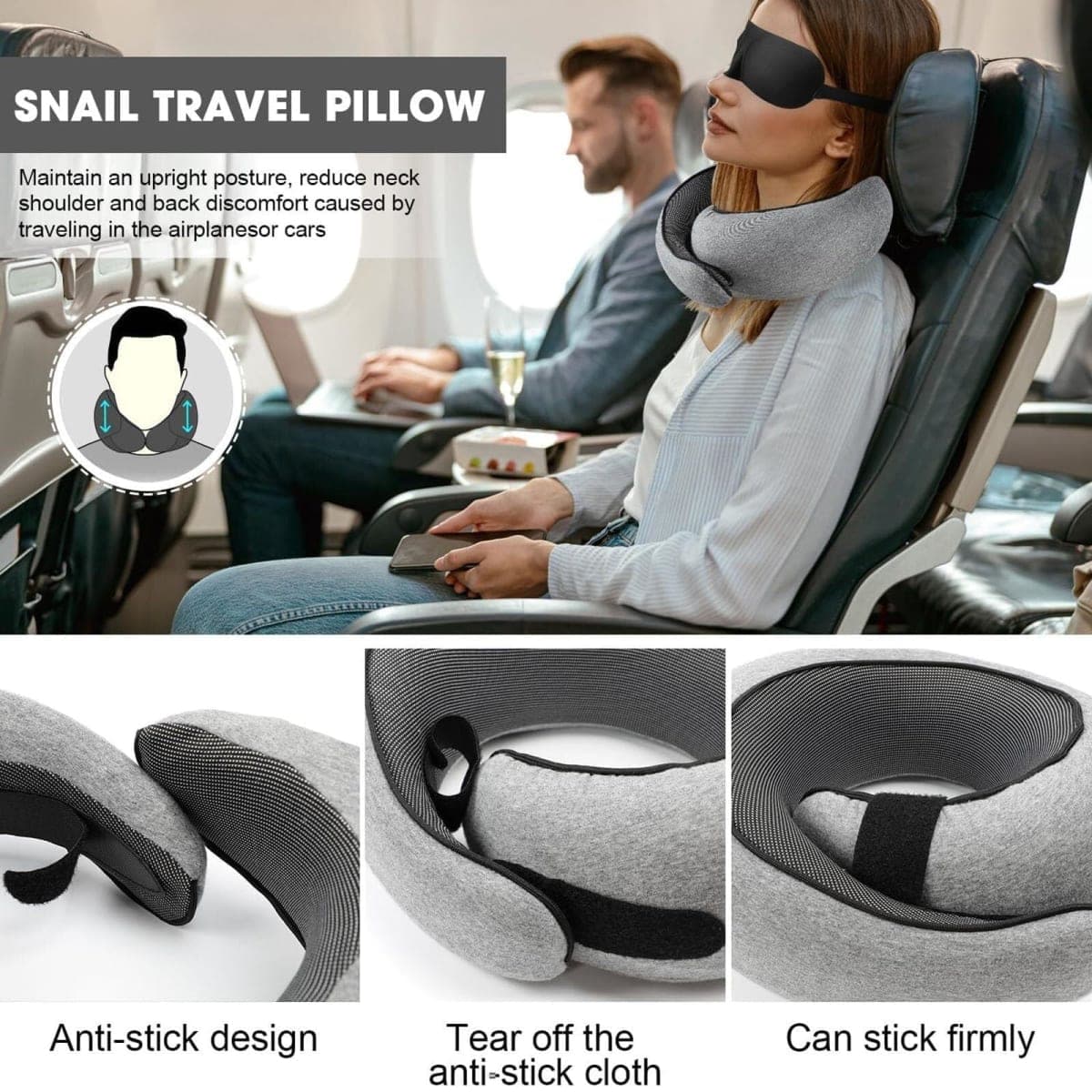 WEERSHUN Travel Pillows for Airplanes,2024 New Travel Pillow,Travel Neck Pillow Airplane Memory Foam Travel Pillow Neck Pillow for Traveling Suitable for Airplanes,Offices and Cars thumbnail 2