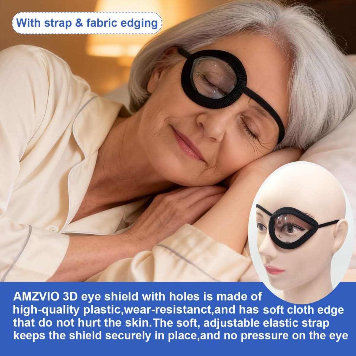 AMZVIO 2 Pack Eye Shield 9-Hole Clear Eye Patch with Adjustable Strap for Sleeping After Cataract Surgery,Transparent Ventilated Plastic Eyes Protections for Surgery,with Black Edge Protective thumbnail 2