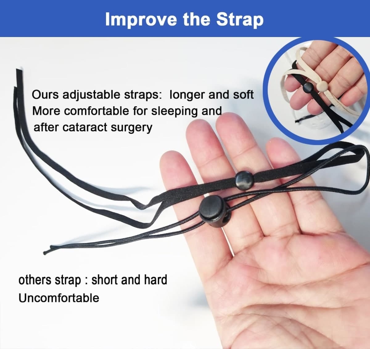AMZVIO 2 Pack Eye Shield 9-Hole Clear Eye Patch with Adjustable Strap for Sleeping After Cataract Surgery,Transparent Ventilated Plastic Eyes Protections for Surgery,with Black Edge Protective thumbnail 5