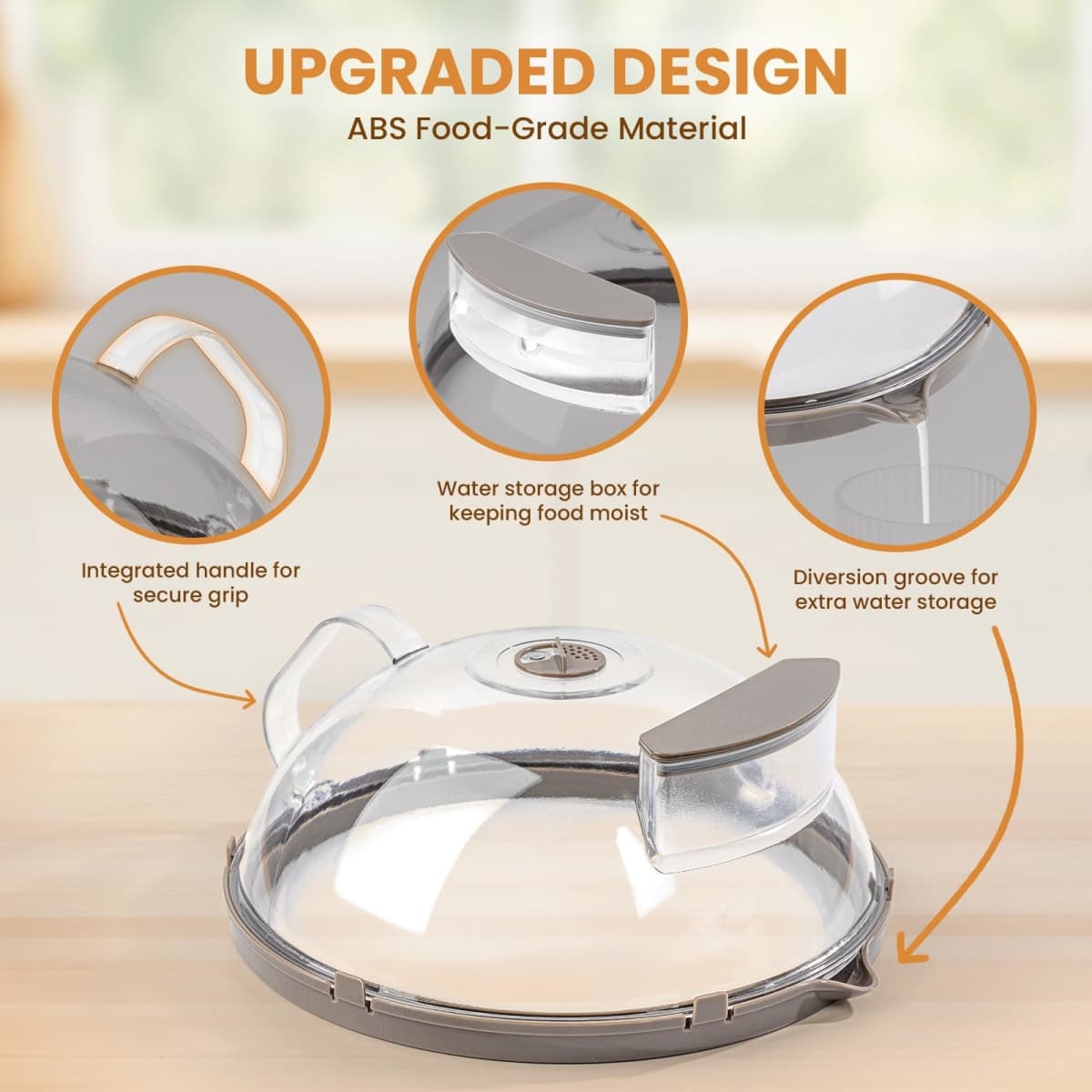 Microwave Splatter Cover with Water Steamer, Integrated Handle, 10 Inch thumbnail 3
