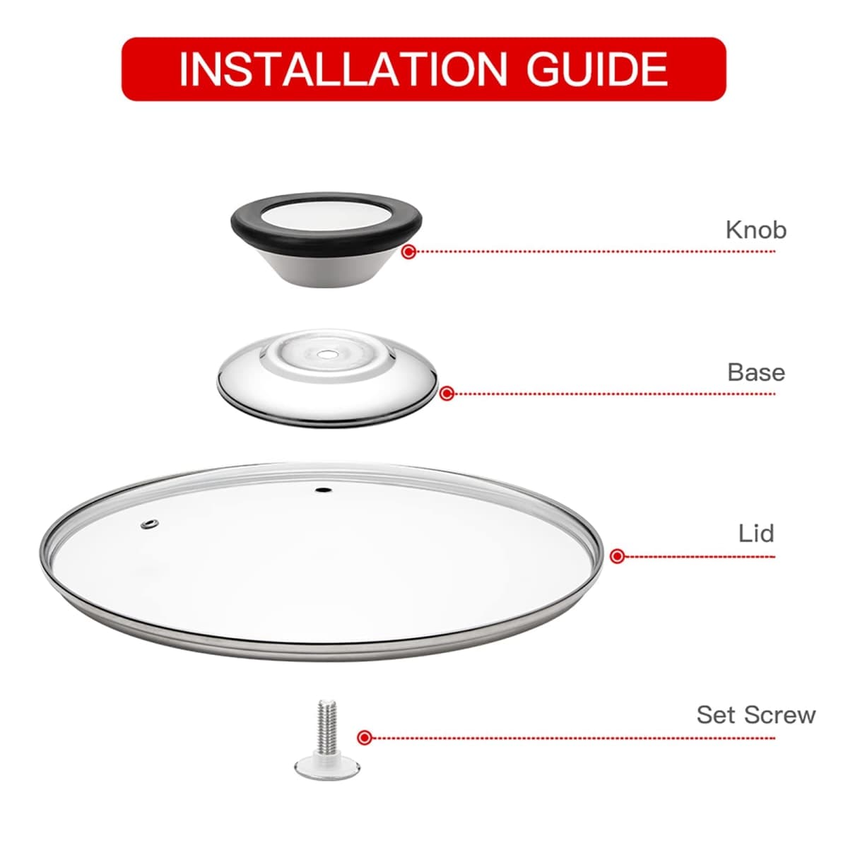 Tempered Glass Lid with Heat Resistant Handle,8"/20cm, Clear thumbnail 5