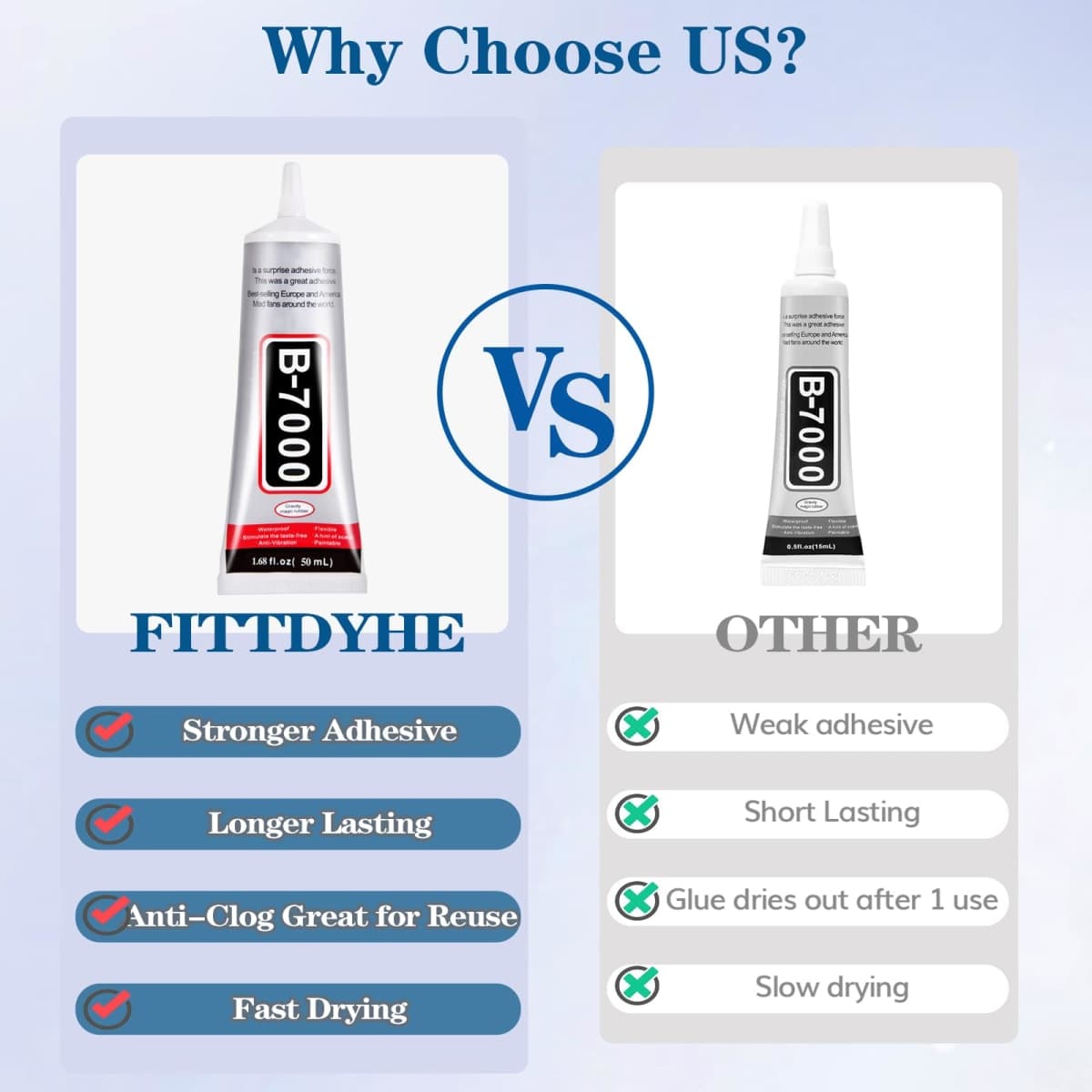 FITTDYHE B7000 Glue Clear with Precision Tip，50Ml B7000 Glue Clear for Rhinestones Glue for Crafts, Multipurpose Jewelry Glue for Fabric DIY Craft Makeup Shoes Jewelry Making Nail Art thumbnail 5
