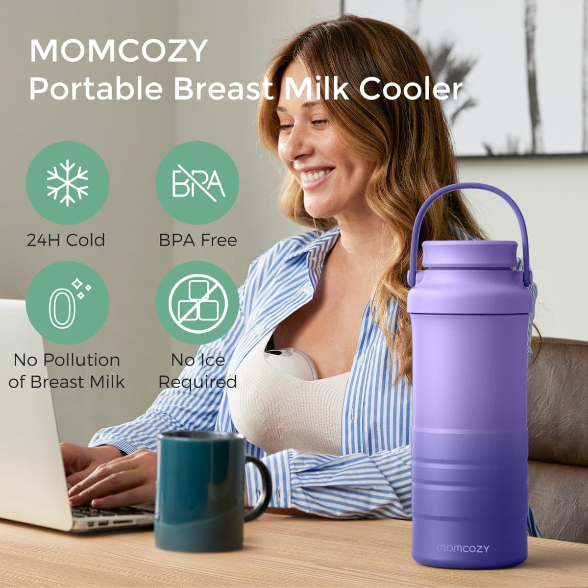 Momcozy 22oz Portable Breastmilk Cooler for 24H Outdoor, Newborn Essentials thumbnail 2
