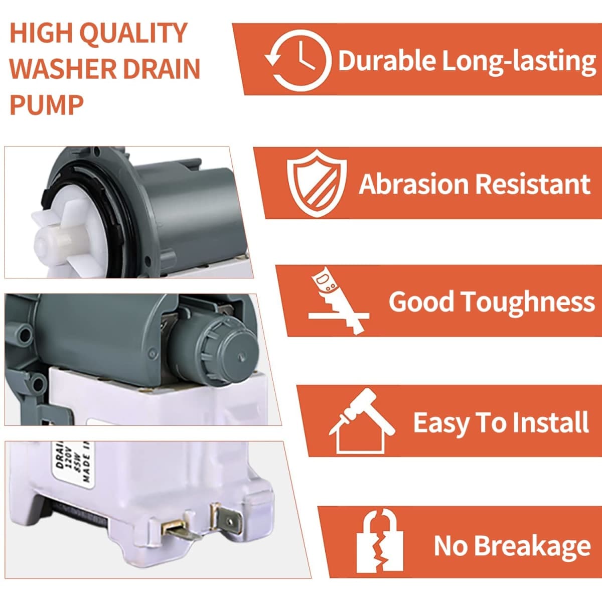DC31-00178A Washer Drain Pump, DC31-00054D Drain Pump Motor Compatible with Samsung Washing Machine WF42H5200AW WA50K8600AV WF219ANWXAA, Replace PX3516-01 DC31-00178D PS9605762 4958525 AP5916591 thumbnail 3