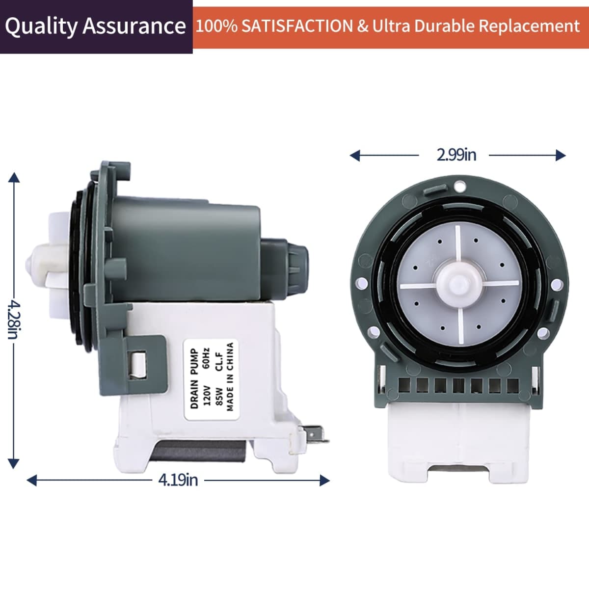 DC31-00178A Washer Drain Pump, DC31-00054D Drain Pump Motor Compatible with Samsung Washing Machine WF42H5200AW WA50K8600AV WF219ANWXAA, Replace PX3516-01 DC31-00178D PS9605762 4958525 AP5916591 thumbnail 5