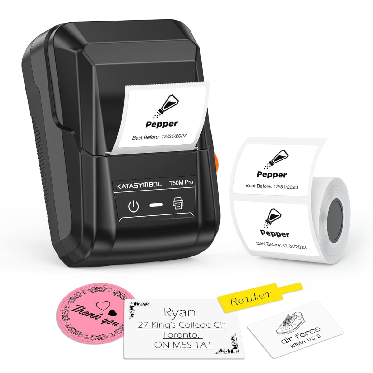 SUPVAN T50M Pro Bluetooth Label Maker Machine with Tape, Wide Waterproof Label, Versatile App with 40 Fonts and 450+ Icons, Inkless Labeler for Home, Kitchen, School, Office Organization, Black — image 1