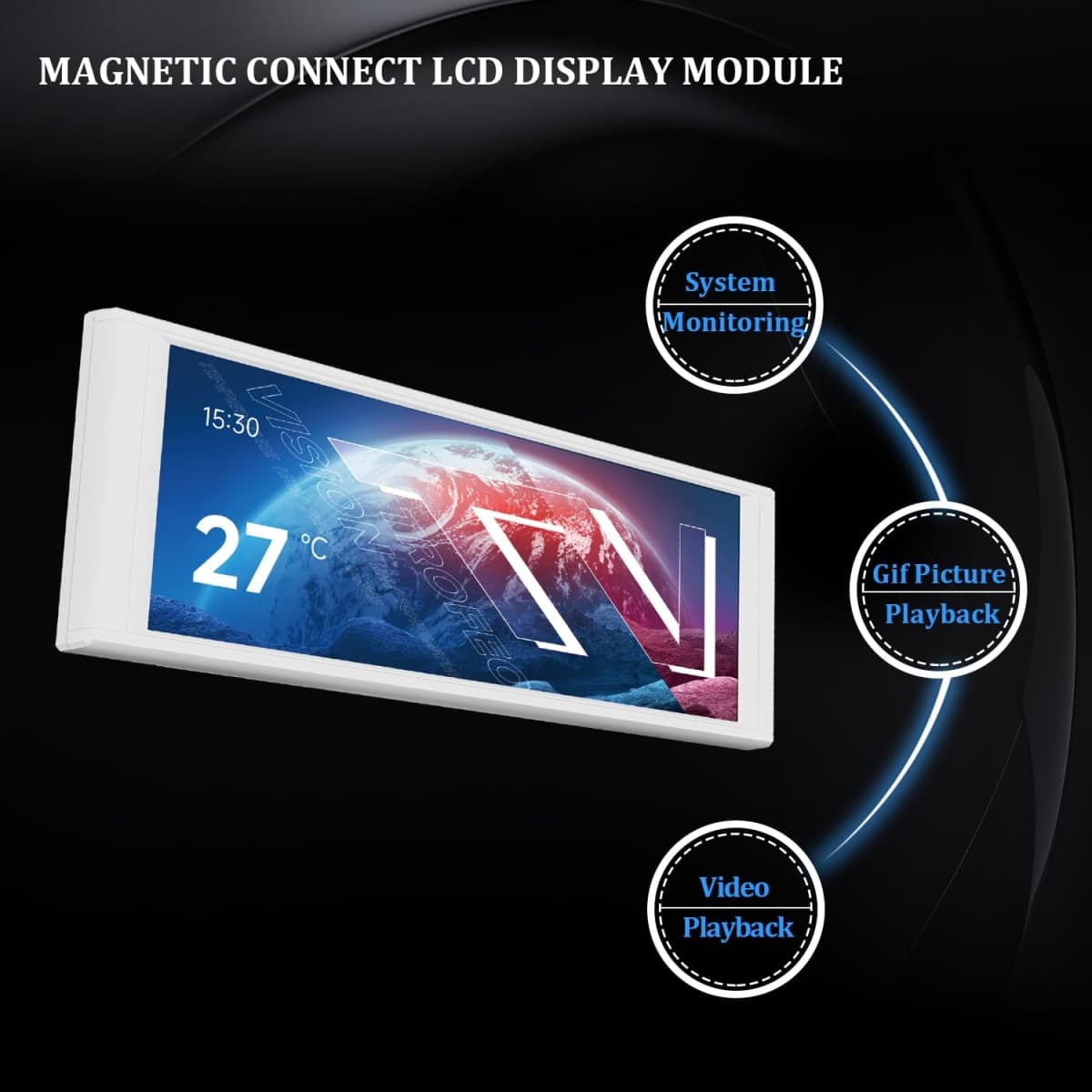 Thermalright Trofeo Vision LCD White Edition Case Sub-Display Features a 6.86-inch Full-Color LCD Screen (1280x480 Resolution) with Magnetic Panel Design. Supports DIY Dynamic/Static Images (White). thumbnail 5