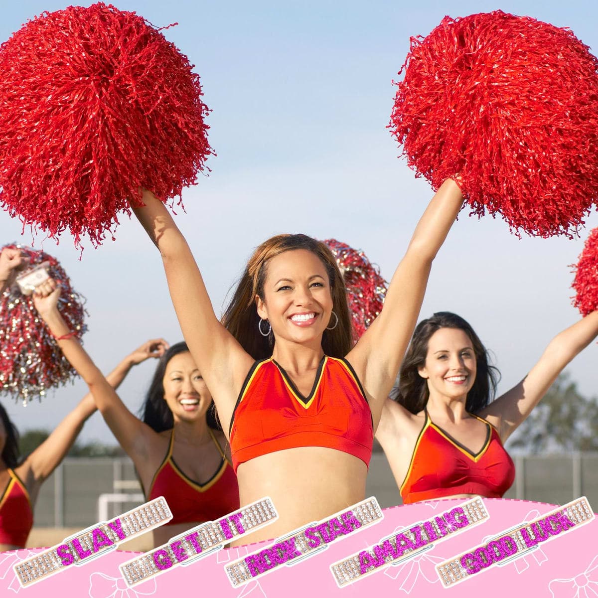 Ecation 30 Pcs Cheerleading Rhinestone Volleyball Spirit Clips Competition Cheer Pins Clothespins Cheer Charms for Clothes Pins Gifts Sports Volleyball Team Party Favors Accessories Bulk(Rose Red) thumbnail 5
